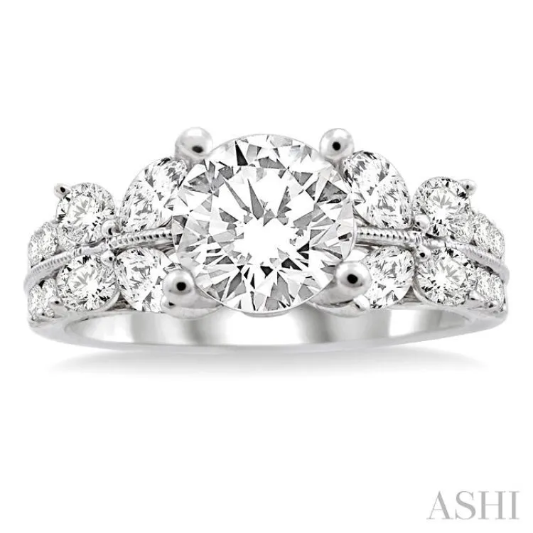 1 Ctw Diamond Semi-Mount Engagement Ring in 14K White Gold