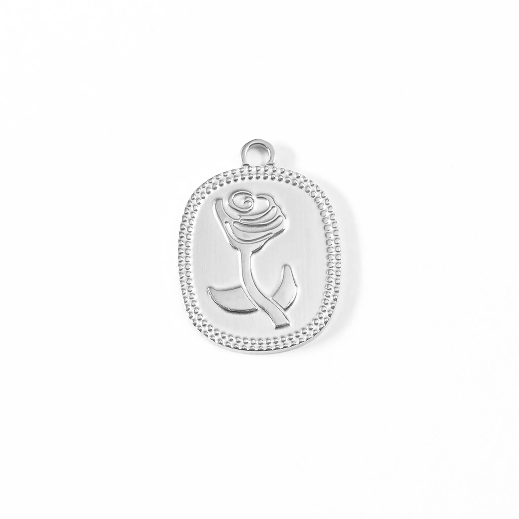 18K Gold PVD Stainless Steel Rectangle Rose Charm / PDL0029