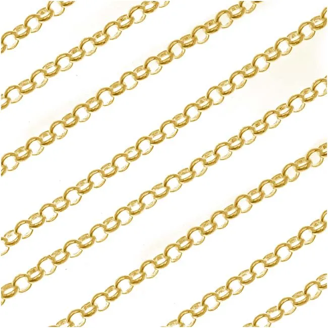 22K Gold Plated Rolo Chain, 3.7mm, by the Foot