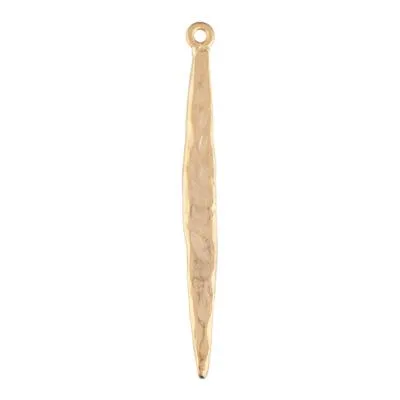 49mm Satin Gold Textured Long Oval Charm