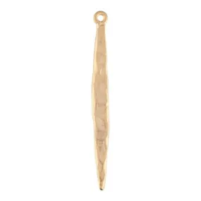 49mm Satin Gold Textured Long Oval Charm
