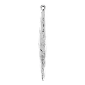 49mm Silver Textured Long Oval Charm