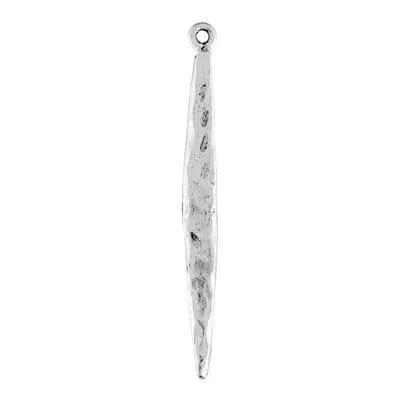 49mm Silver Textured Long Oval Charm