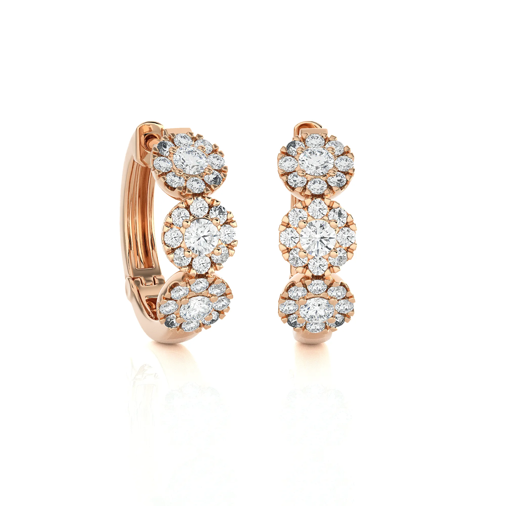 7/8 ctw Round Lab Grown Diamond Huggie Hoop Earrings
