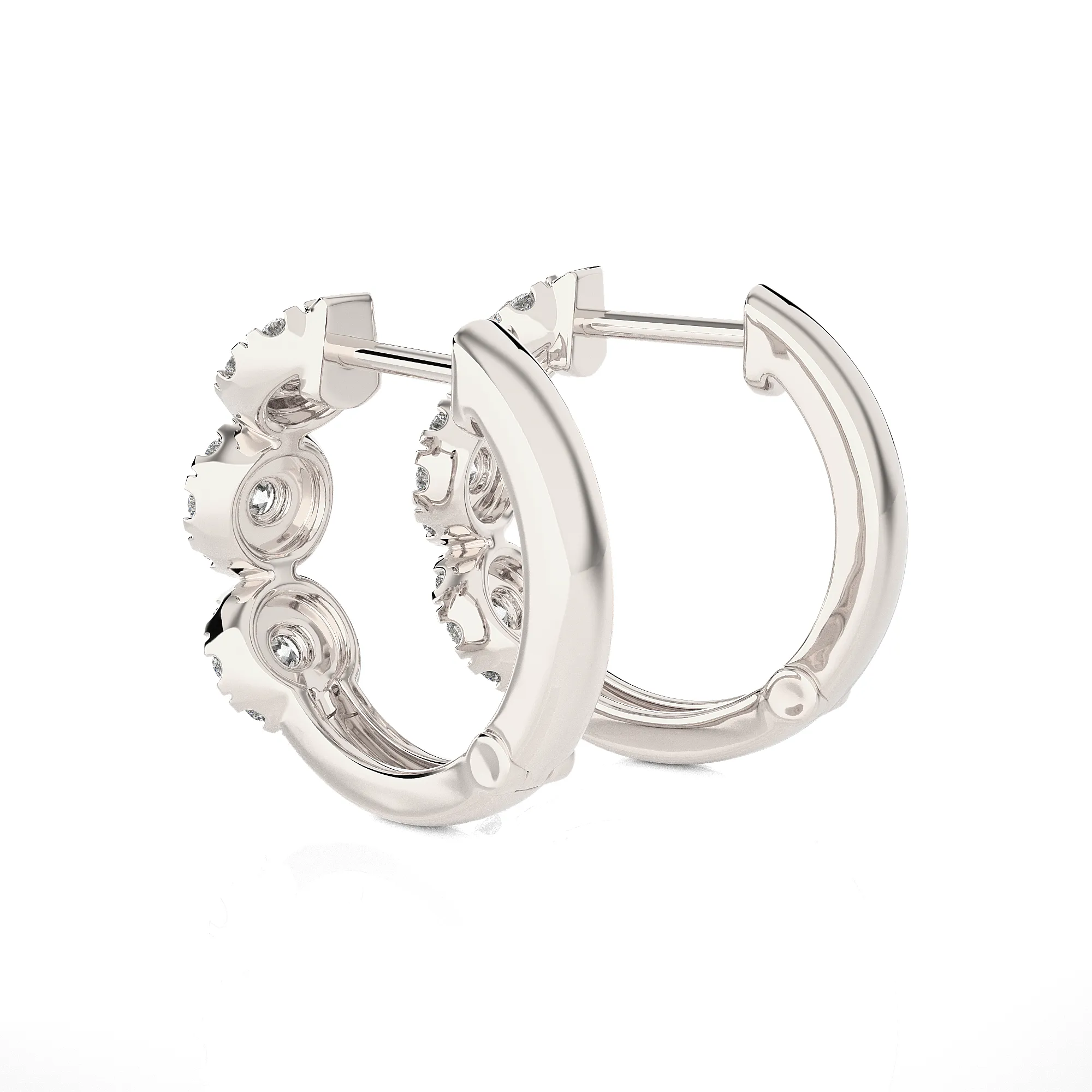 7/8 ctw Round Lab Grown Diamond Huggie Hoop Earrings