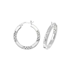 Acotis Silver Hoop Earrings Dia Cut G5736