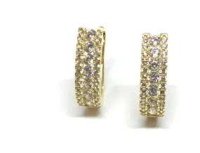 ADIRFINE 10K Solid Gold Cubic Zirconia Huggie Hoop Earrings
