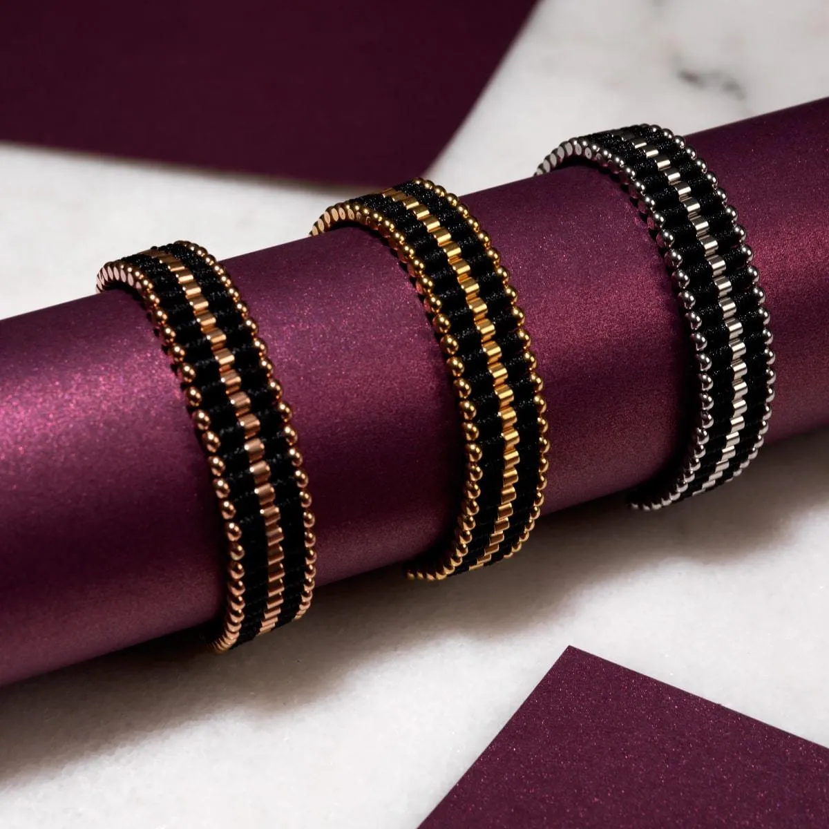 Amici | Silver | Black | Macrame Bracelet