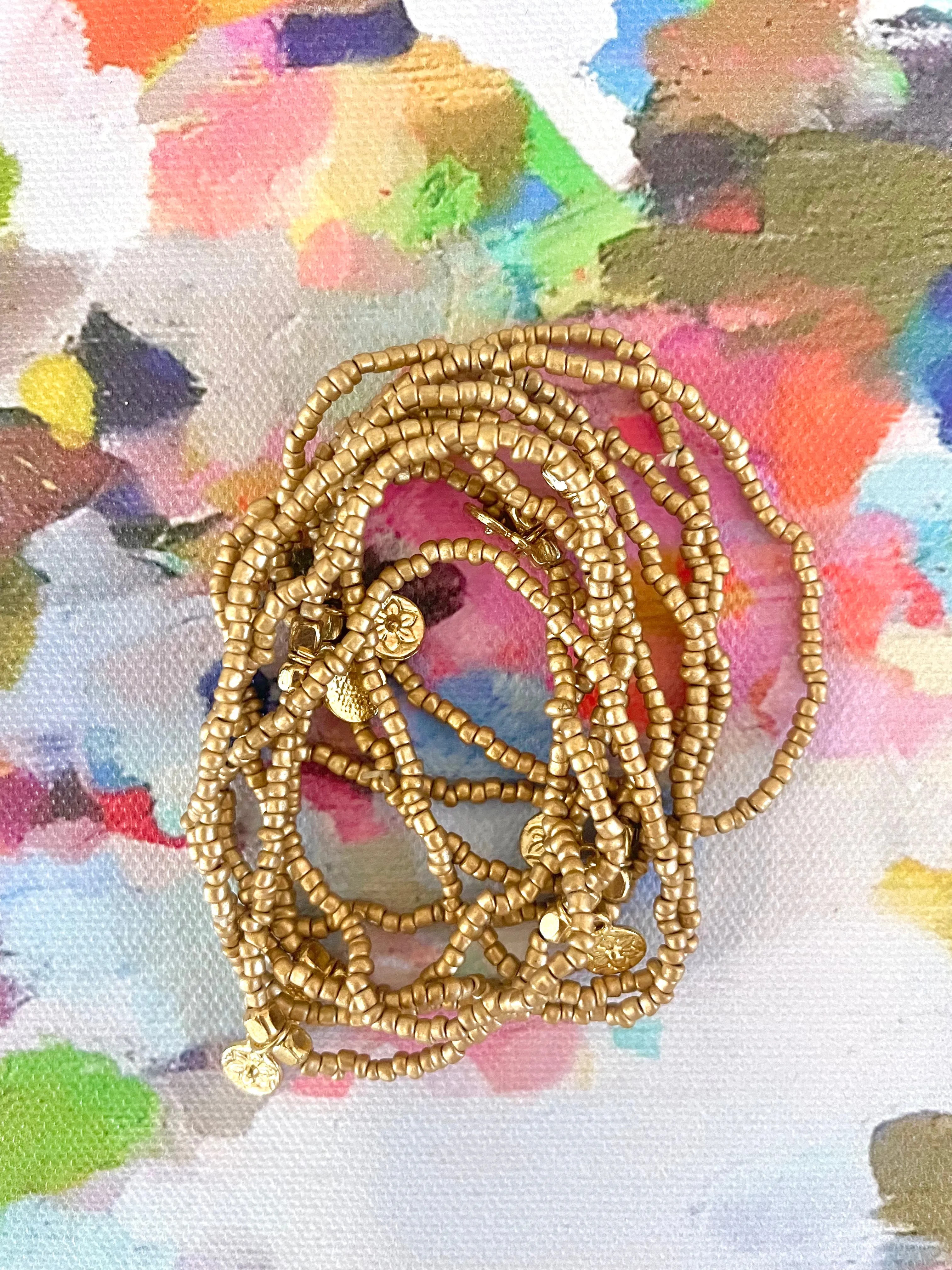Beaded Bracelets with Gold Charms