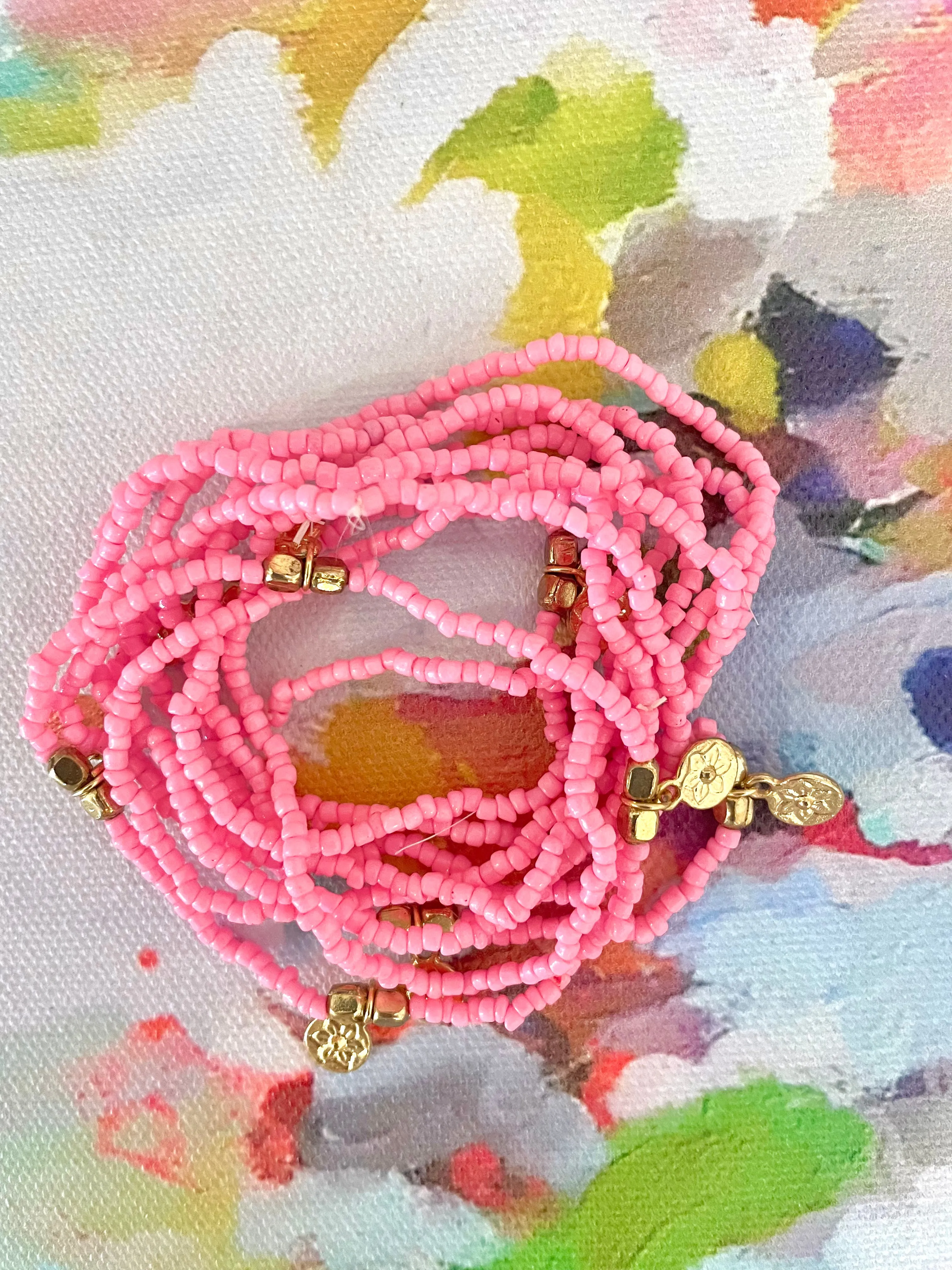 Beaded Bracelets with Gold Charms
