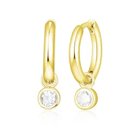 Bezel CZ Dangle Huggie
