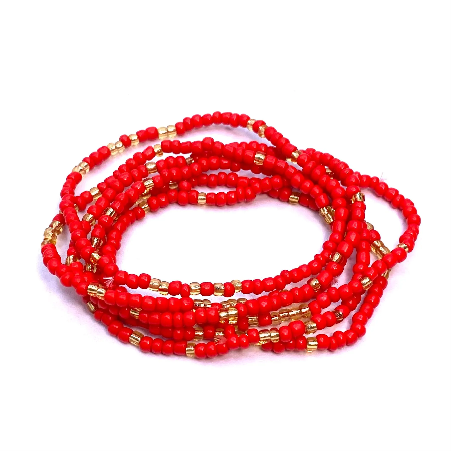 Bracelet Stretch Bohemian Stackable Bead 6 piece Red