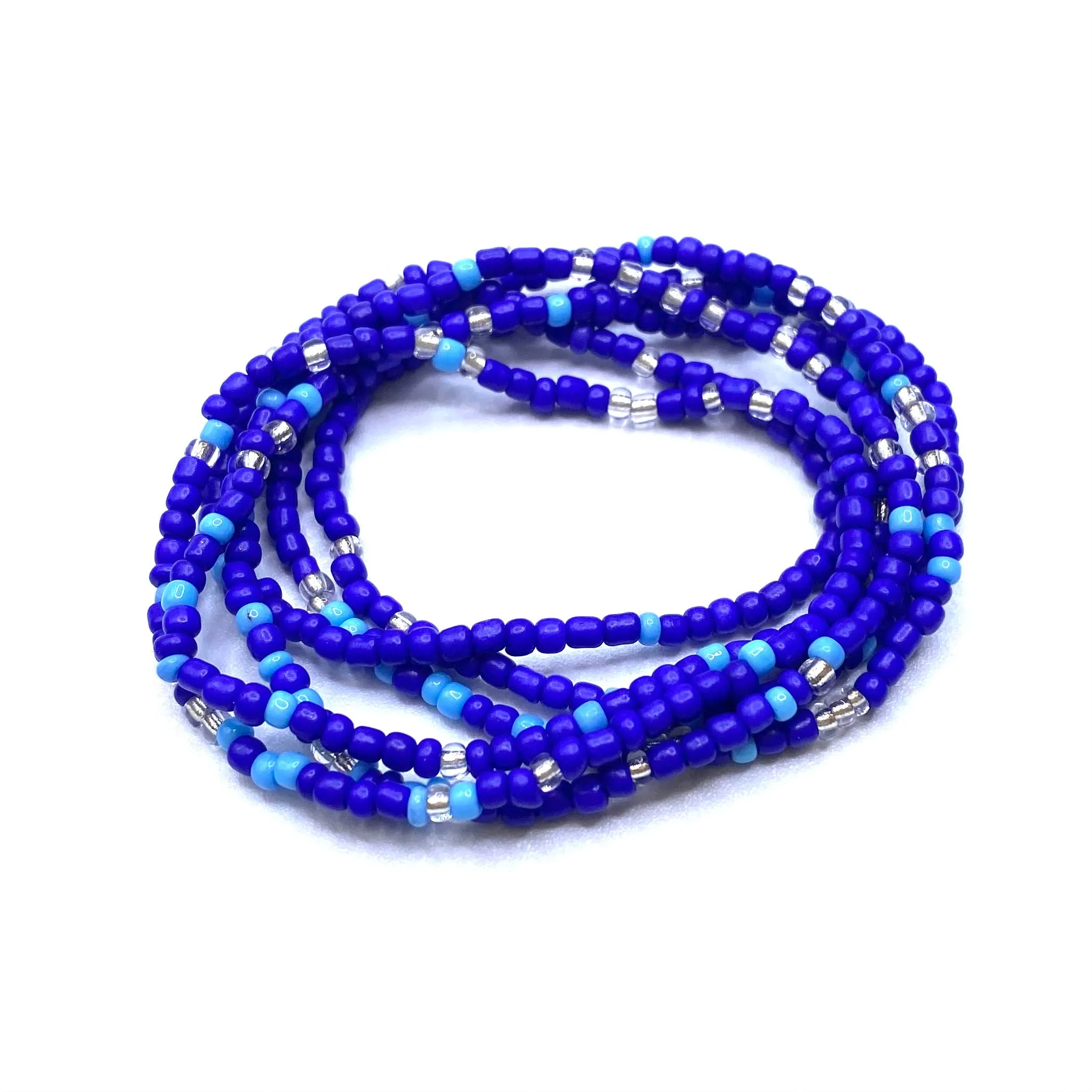 Bracelet Stretch Bohemian Stackable Bead 6 piece Royal Blue Mix