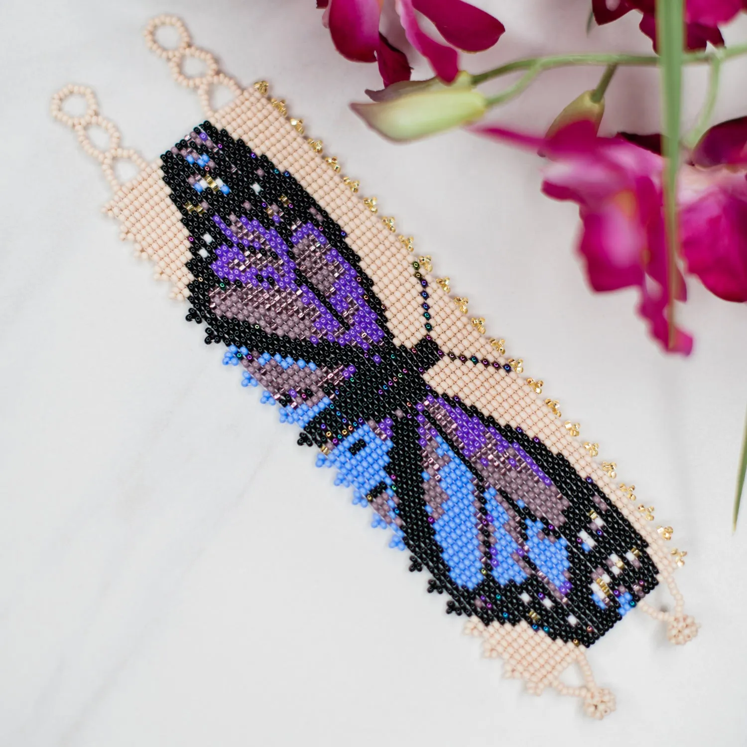 Butterfly Beaded Cuff Bracelet