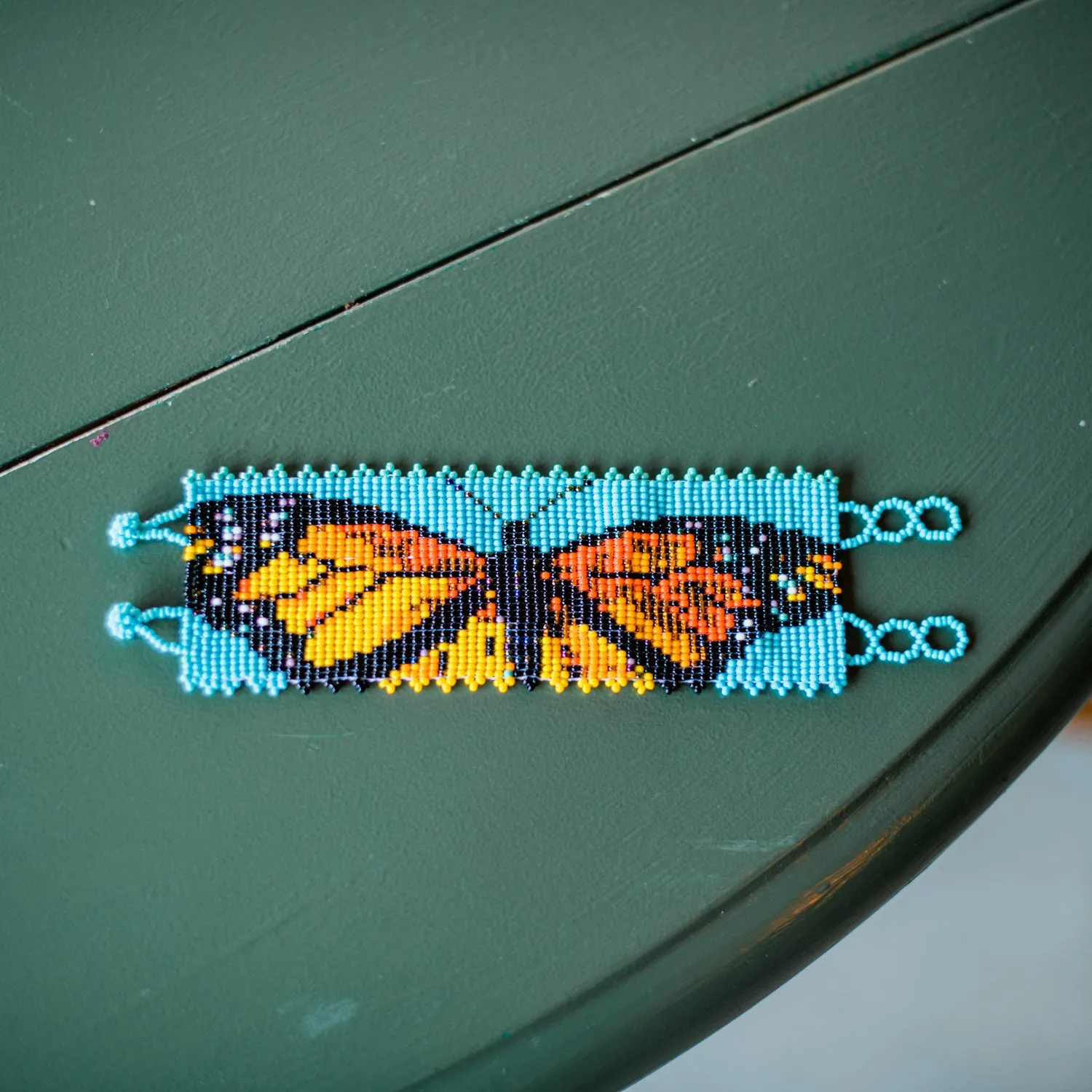 Butterfly Beaded Cuff Bracelet