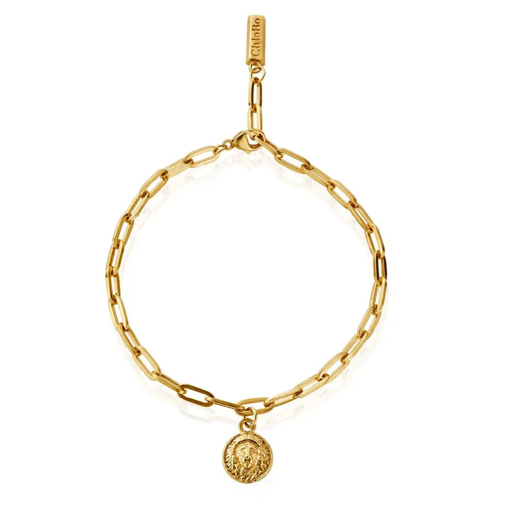 CHLOBO 22ct Gold Plated Mini Link Lion Anklet