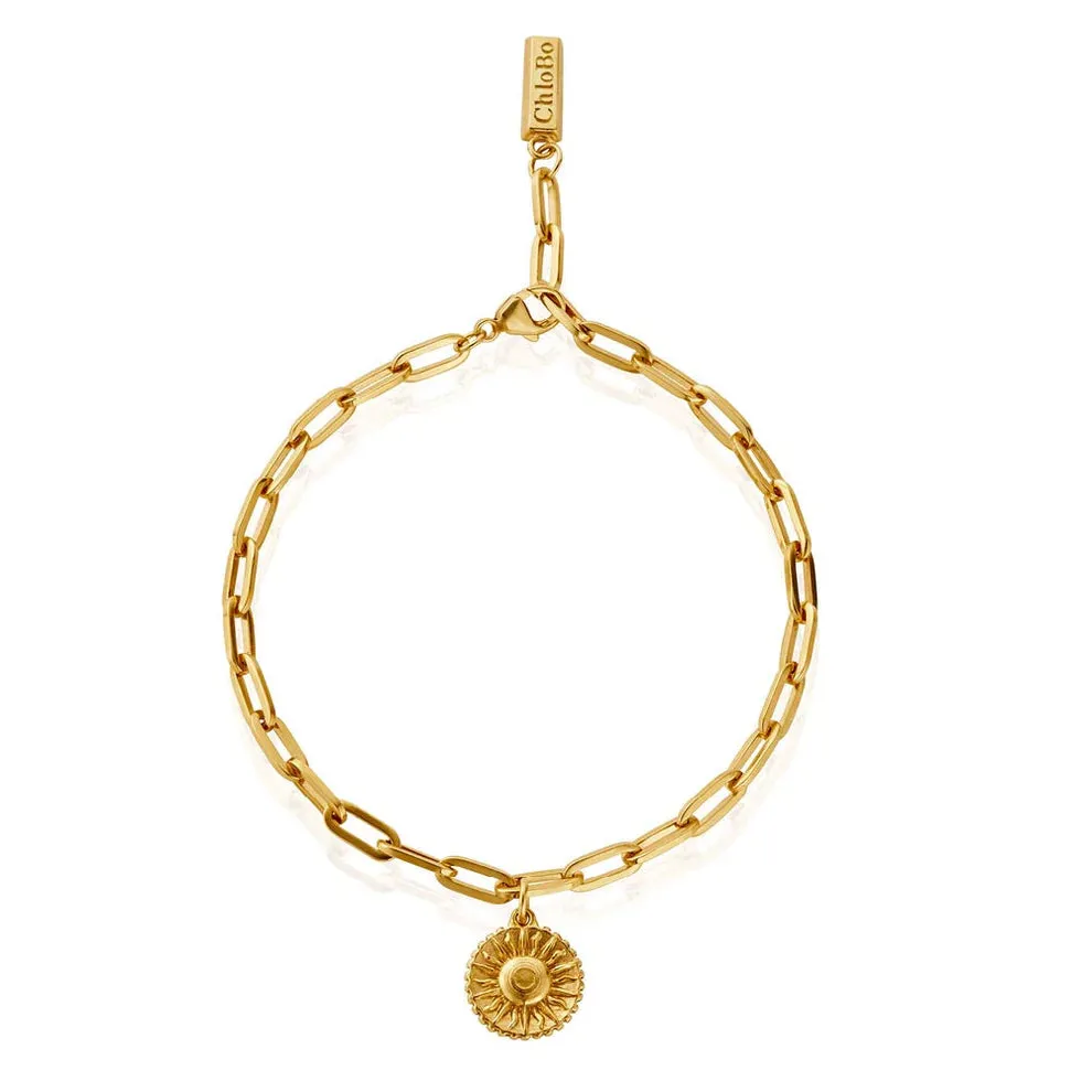 CHLOBO 22ct Gold Plated Mini Link Sun Anklet