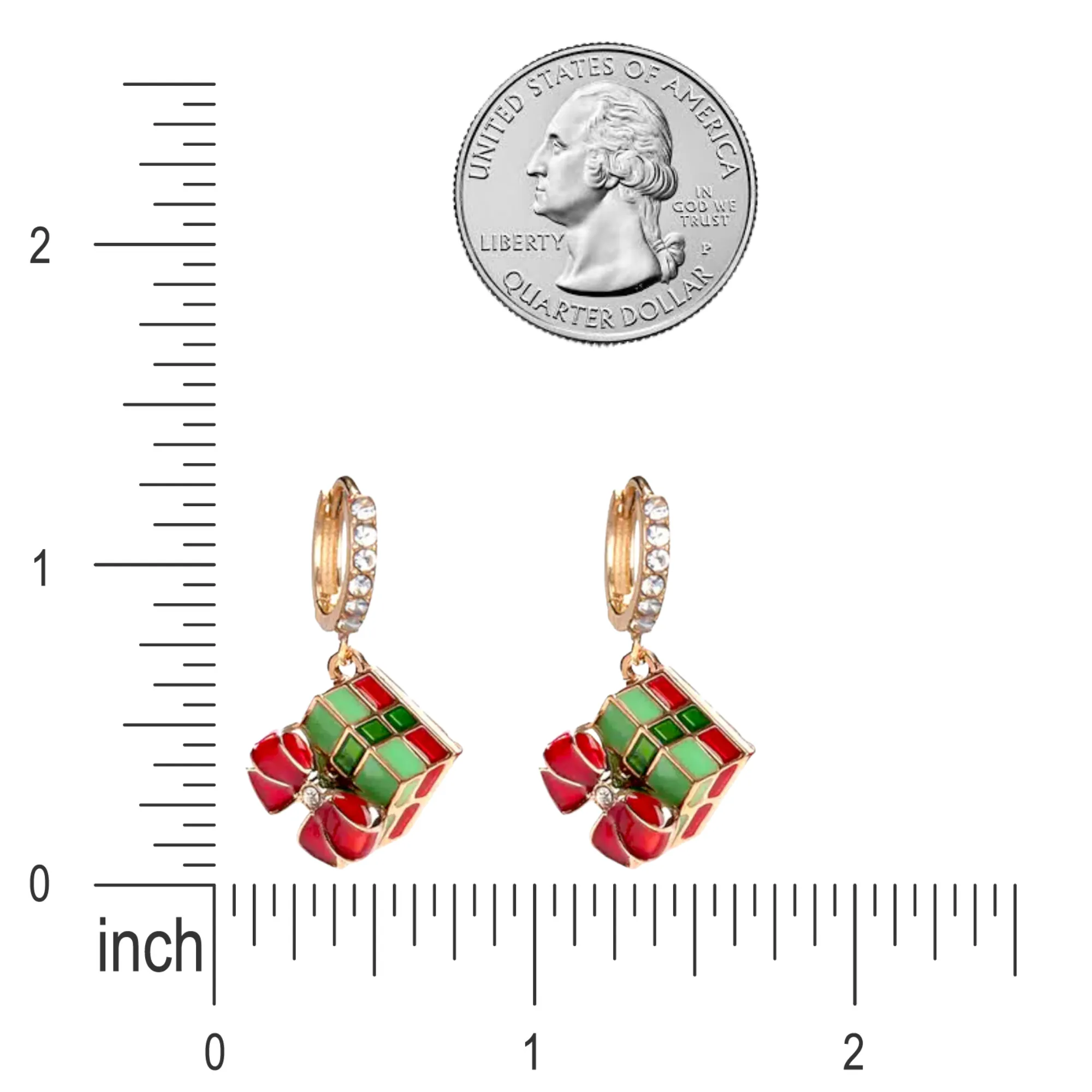 Christmas Jewelry Crystal Rhinestone Gift Box Dangle Charm Earrings E1226 Multi