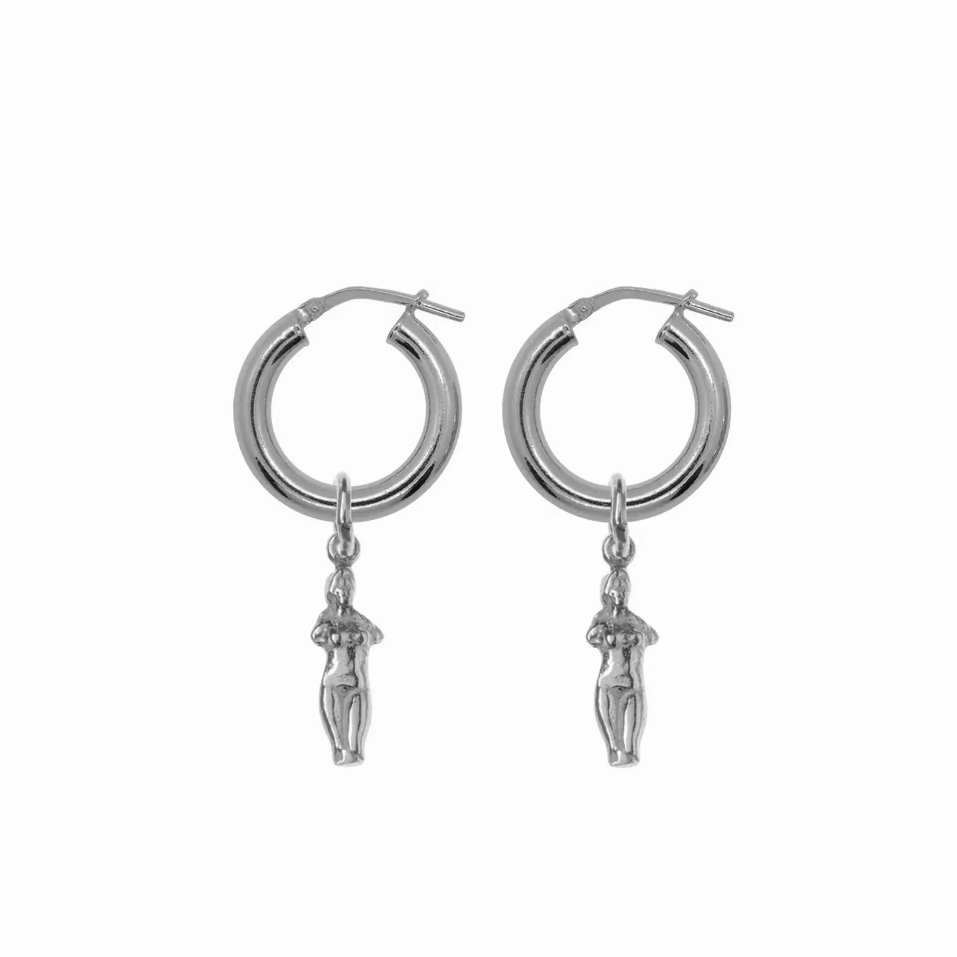 Chunky Hoop Earrings – Silver – Small & Silver Pendants