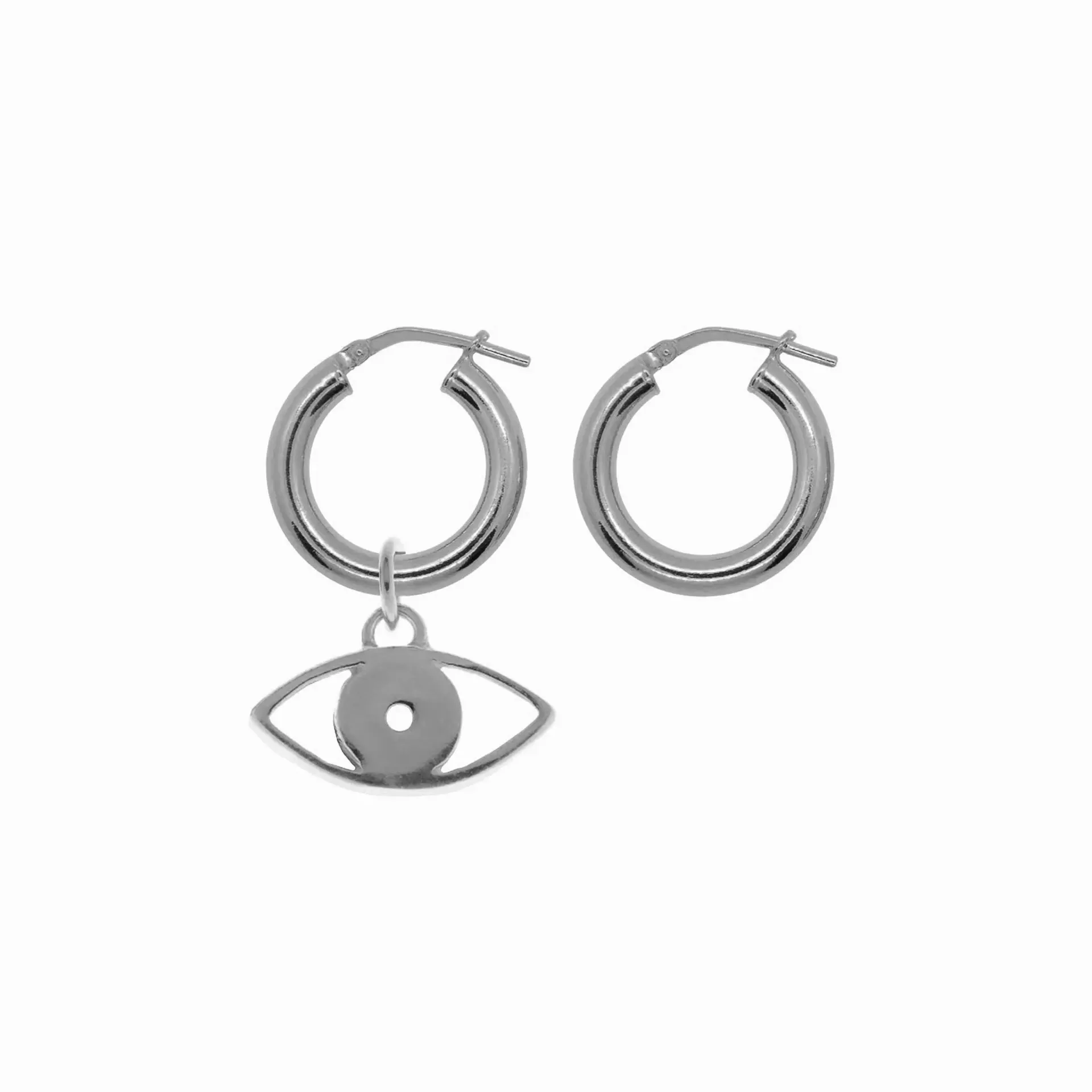 Chunky Hoop Earrings – Silver – Small & Silver Pendants