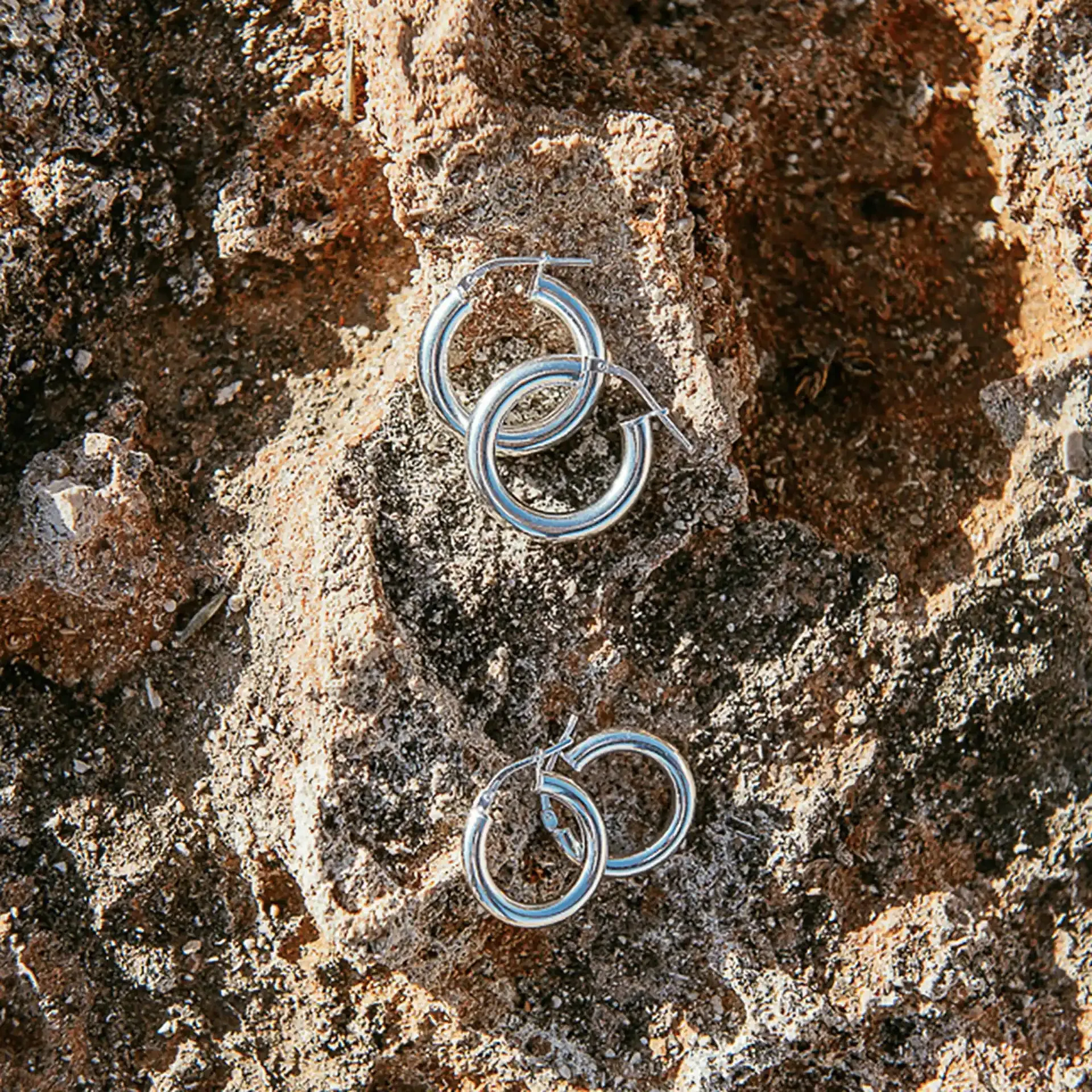 Chunky Hoop Earrings – Silver – Small & Silver Pendants