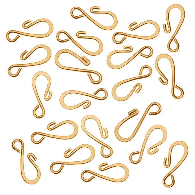 Clasps, S-Hook 16x7mm, 22K Gold Plated (20 Pieces)