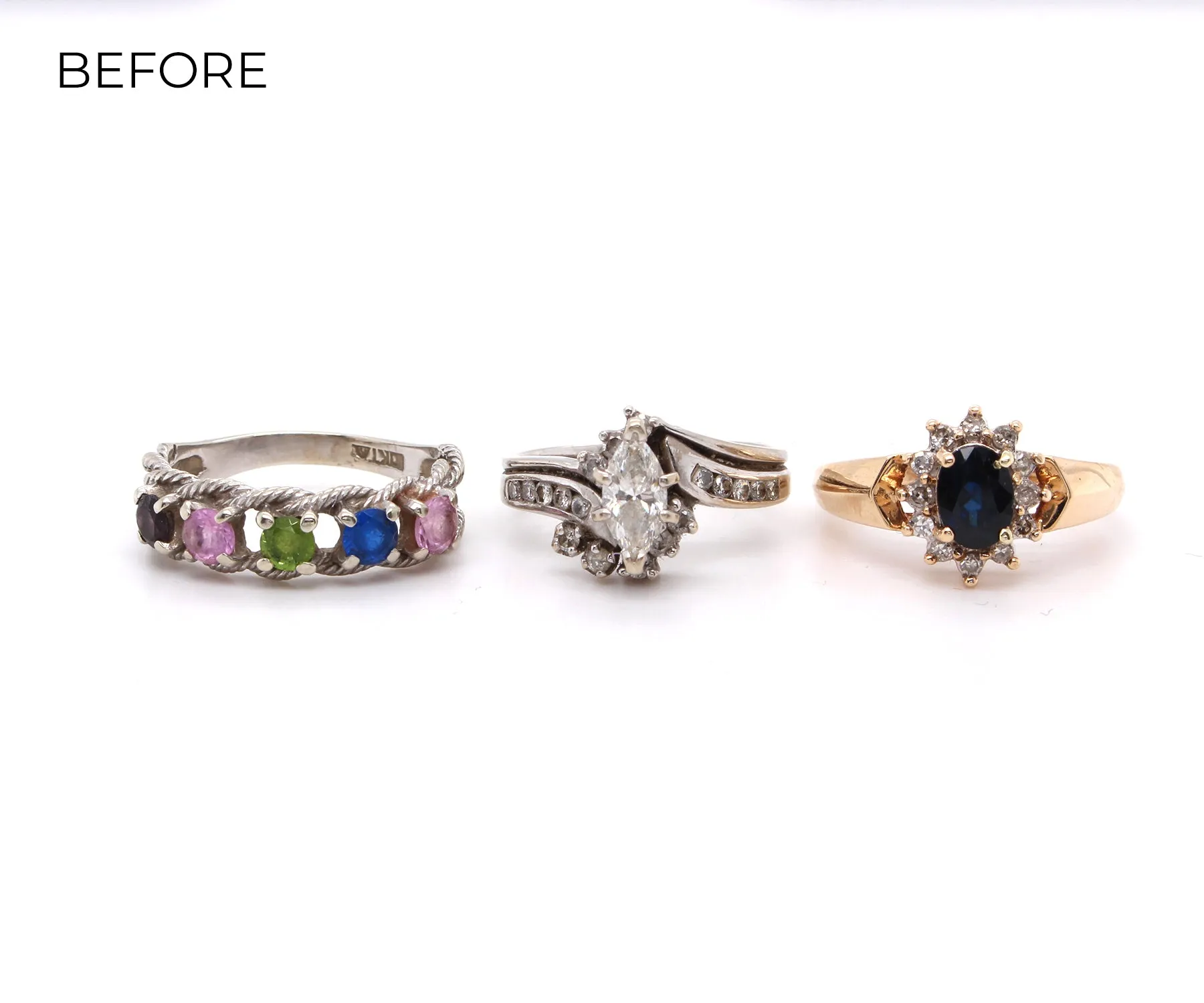 Cluster Three Stone Diamond Ring Redesign