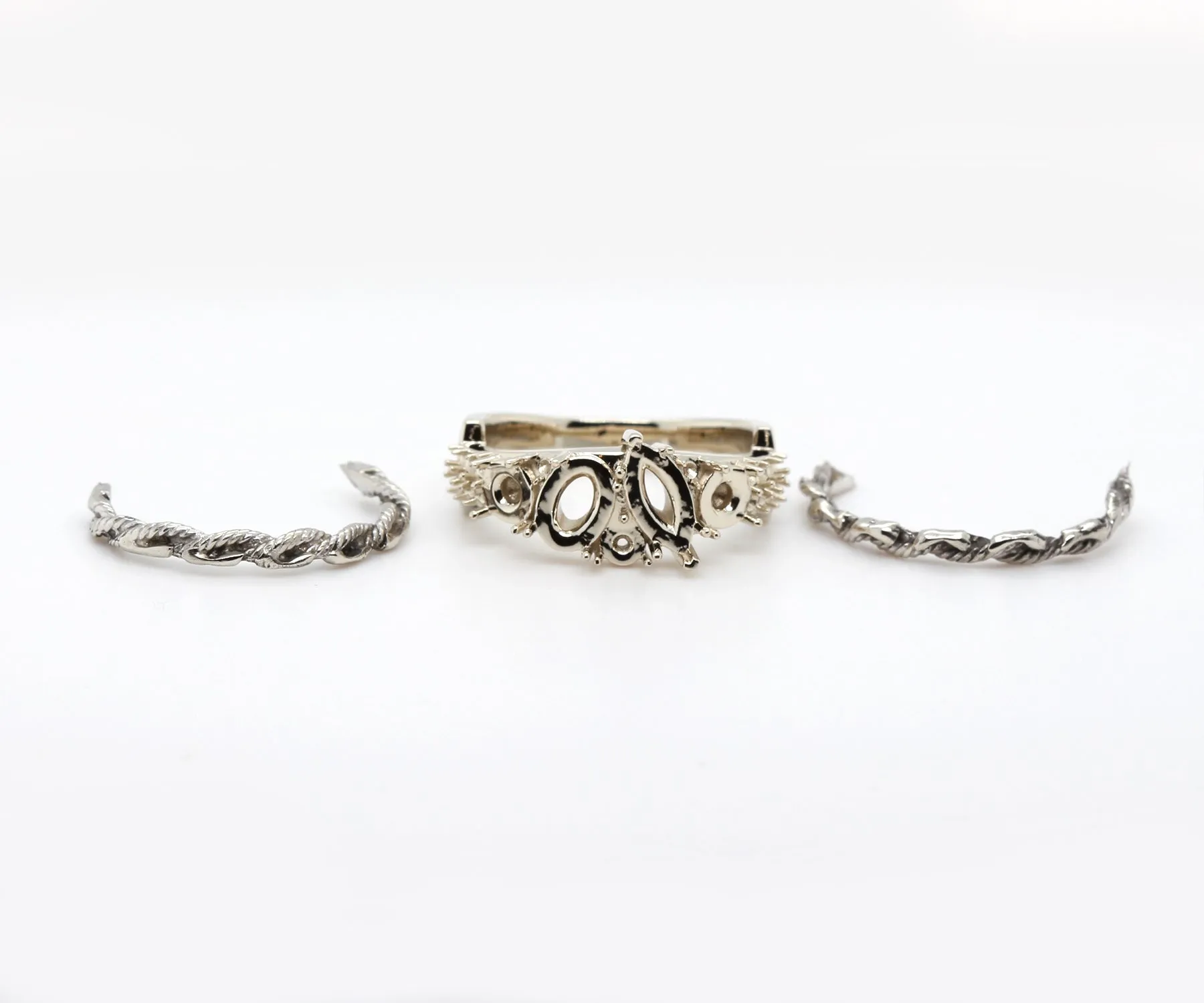 Cluster Three Stone Diamond Ring Redesign