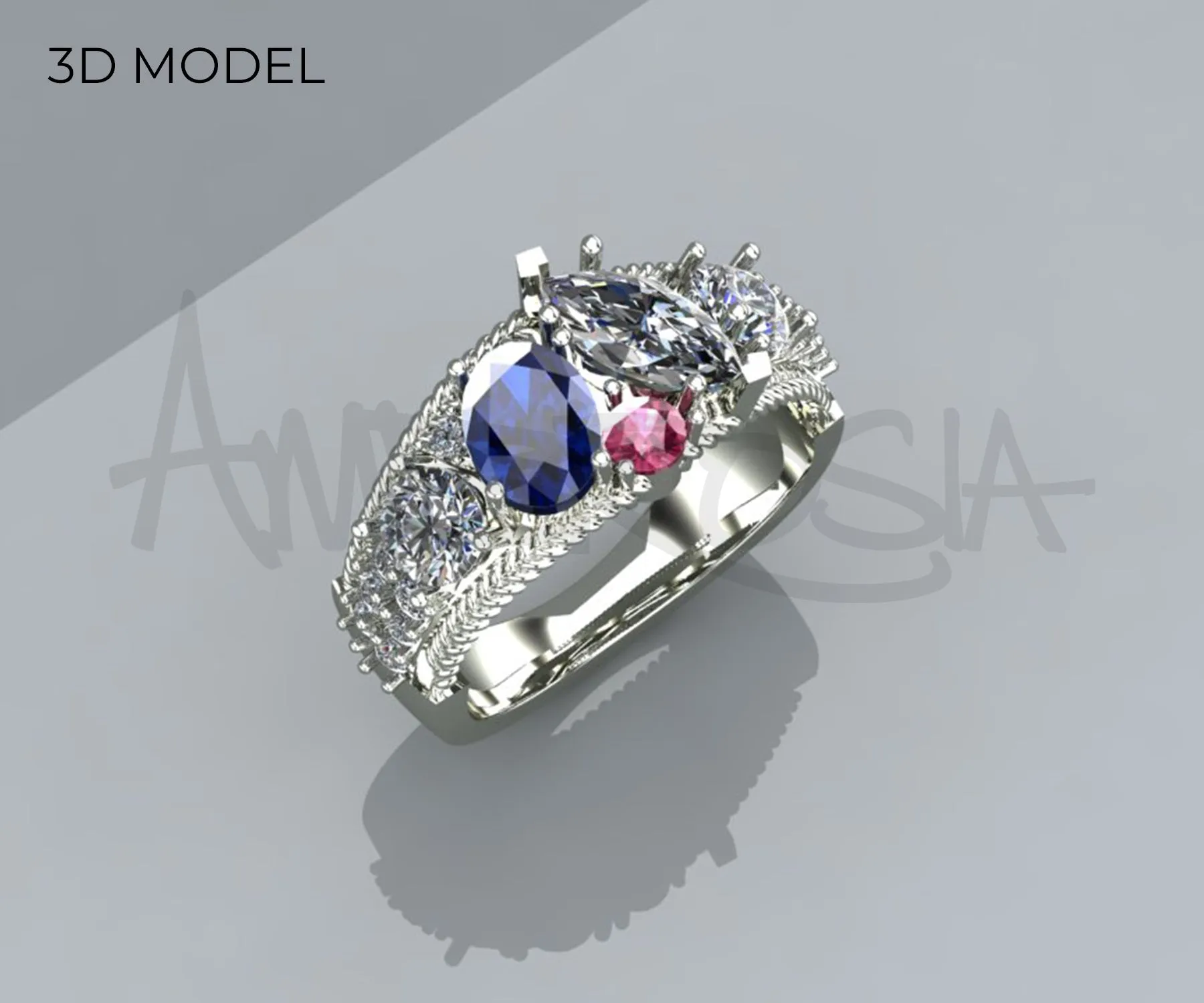Cluster Three Stone Diamond Ring Redesign