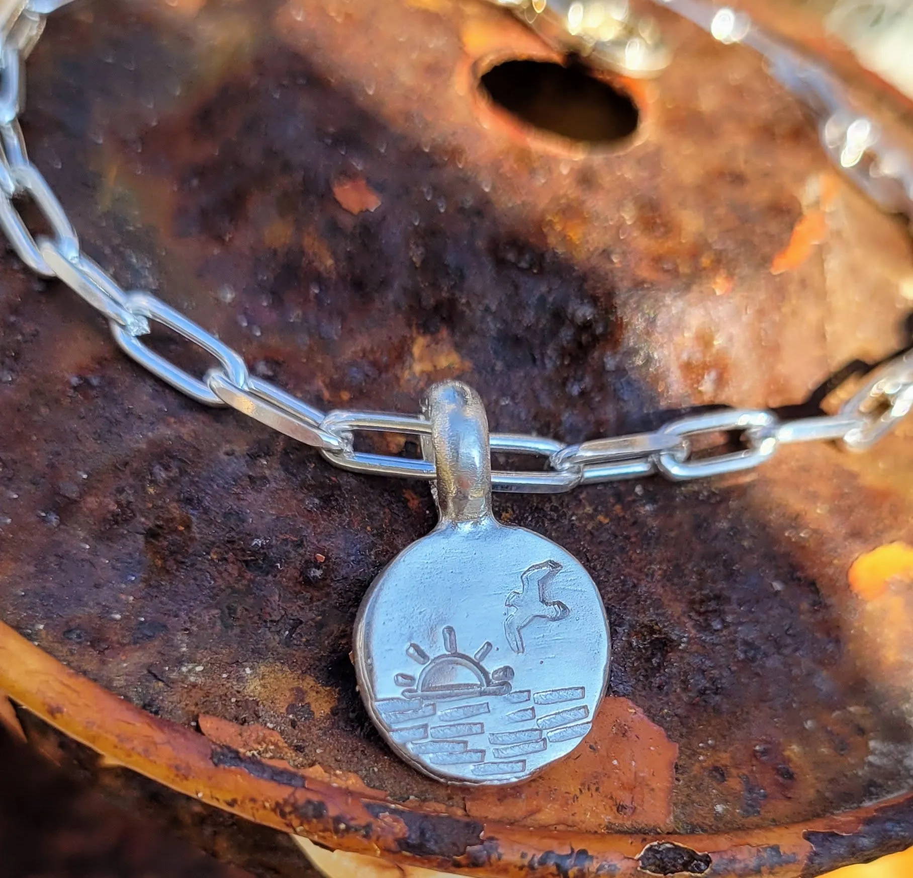 Coastal Sunrise Long Link Charm Anklet