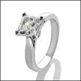 Cubic Zirconia 1 Carat Princess Stone Tiffany Solitaire 14k White Gold Ring