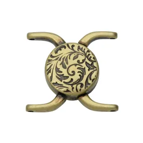 Cymbal Magnetic Clasps for 11/0 Delica & Round Beads, Souda II, Round 15.5x17.5mm, Antiqued Brass Plated (1 Set)