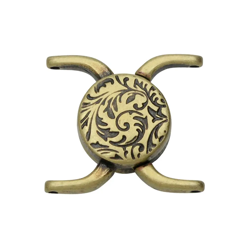 Cymbal Magnetic Clasps for 11/0 Delica & Round Beads, Souda II, Round 15.5x17.5mm, Antiqued Brass Plated (1 Set)