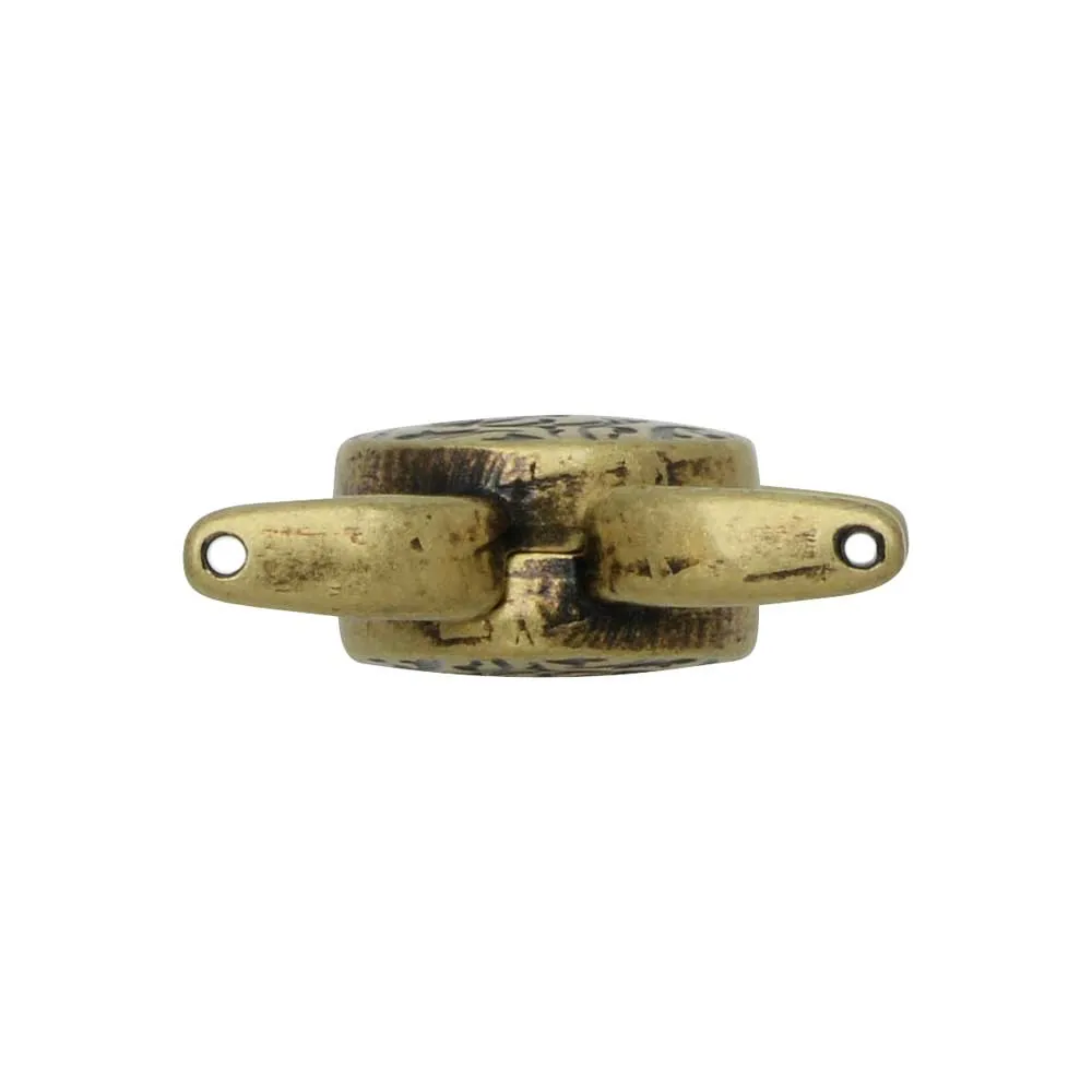 Cymbal Magnetic Clasps for 11/0 Delica & Round Beads, Souda II, Round 15.5x17.5mm, Antiqued Brass Plated (1 Set)