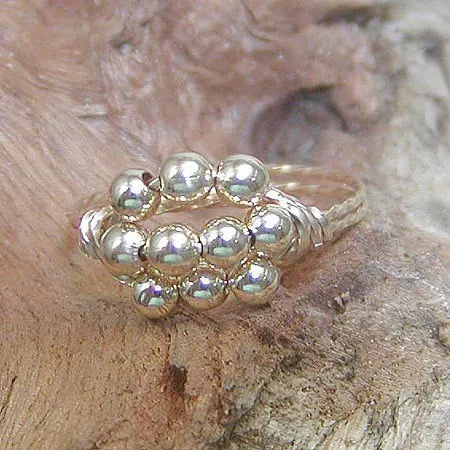 Gold Filled Bead Cluster Twist Wire Ring
