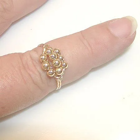 Gold Filled Bead Cluster Twist Wire Ring