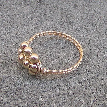 Gold Filled Bead Cluster Twist Wire Ring
