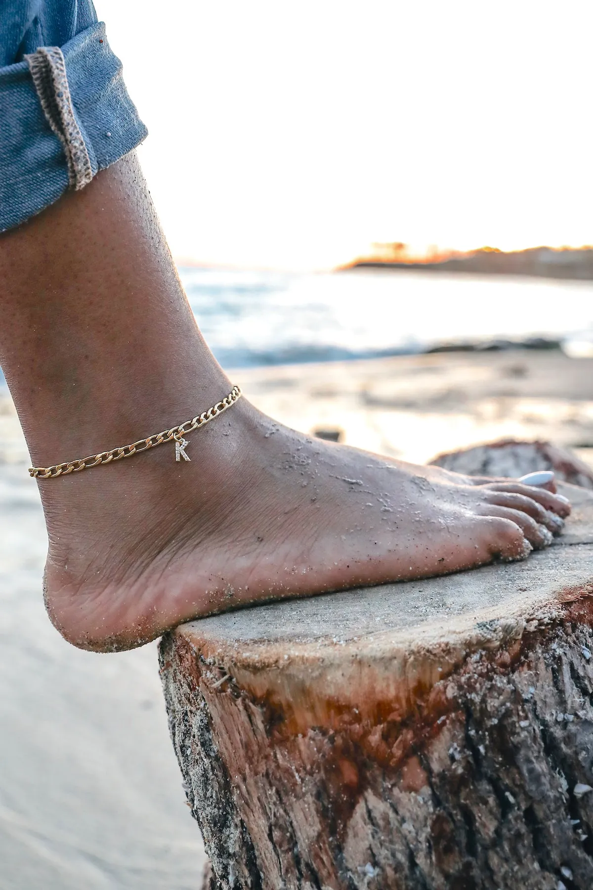 Gold Initial Anklets
