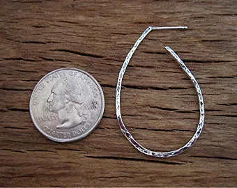 Hammered Textured Sterling Silver Artisan Hoop Earrings (one pair)(N)