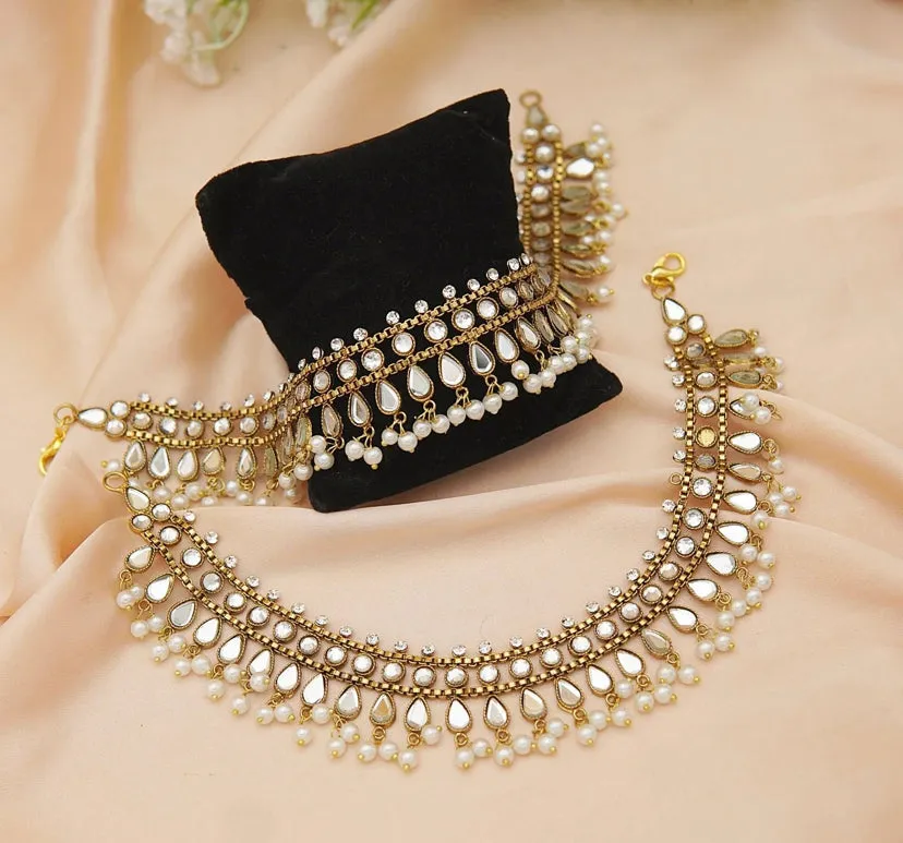 Kundan anklets
