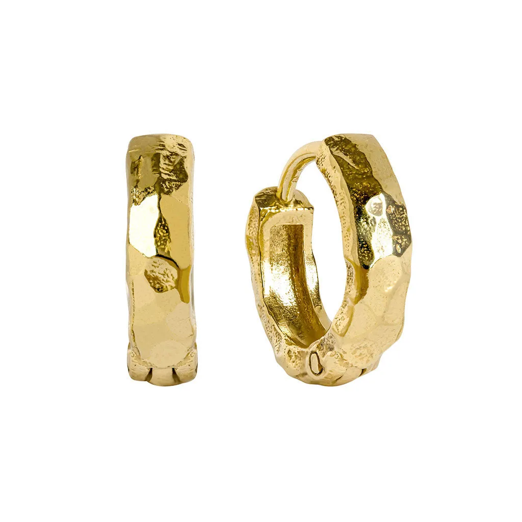 Lakshmi Hammered Huggie Hoops - Gold