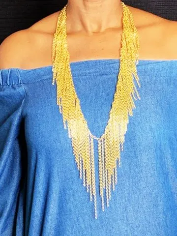 Light weight Long Fringe Necklace