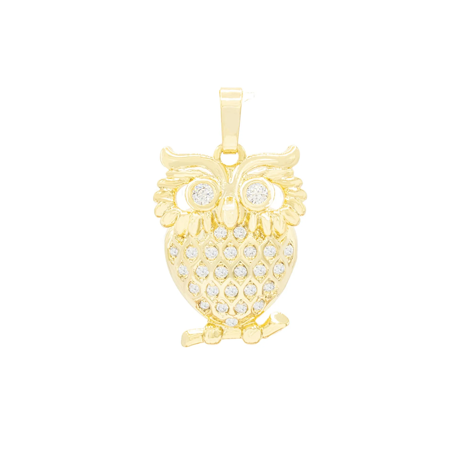 Owl Pendant 14K Gold Filled Cubic Zirconia Anklet 10" Set 2.5 mm Women