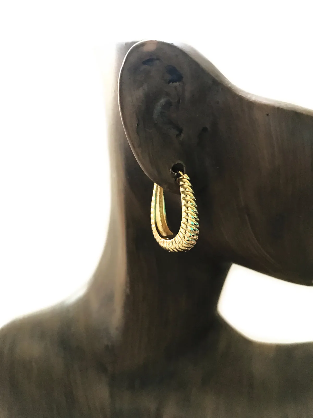 Ridged Oval Statement Huggie Hoops