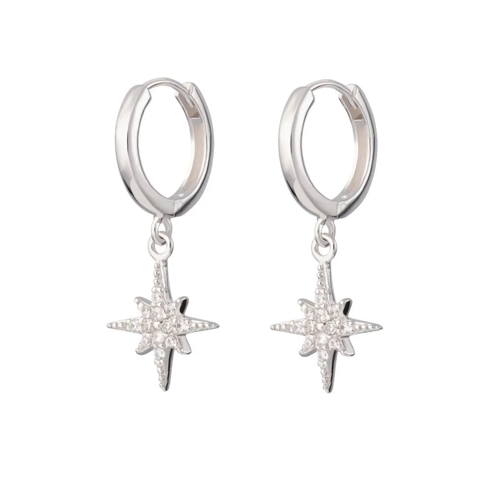 Starburst Hoop Earrings - Silver - SPEDSS41-PV