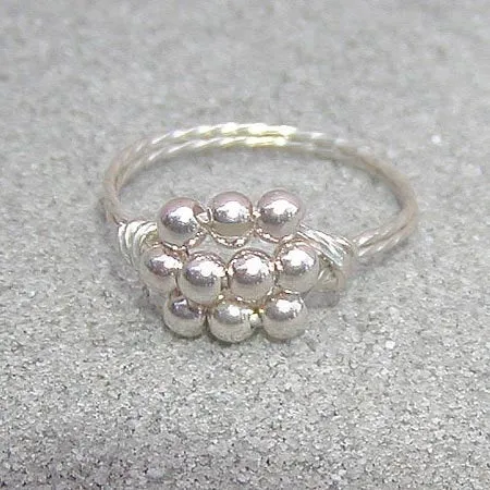 Sterling Silver Bead Cluster Twist Wire Ring