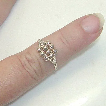 Sterling Silver Bead Cluster Twist Wire Ring