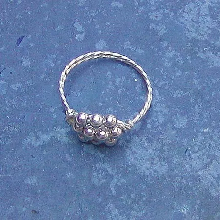 Sterling Silver Bead Cluster Twist Wire Ring