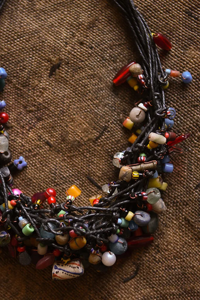 Trade Beads Statement Collar Necklace, African Jewelry