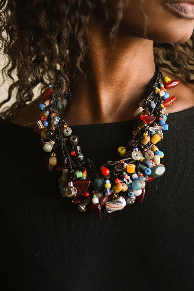 Trade Beads Statement Collar Necklace, African Jewelry